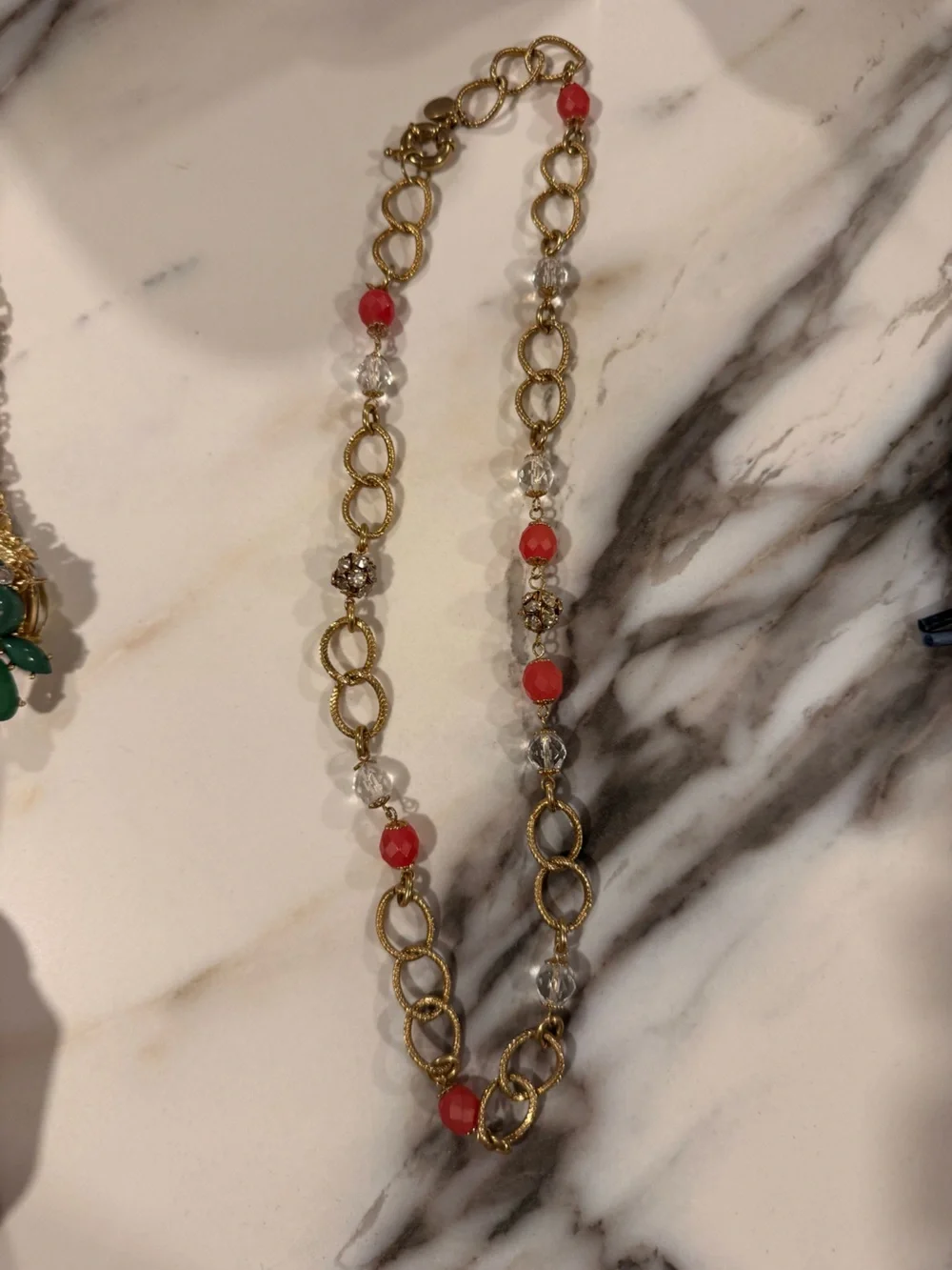 Statement Peach Floral Crystal Necklace - lot of 4 necklaces